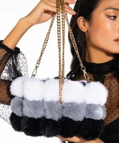 ITS SO FLUFFY FUR BAG -akira shop its so fluffy fur bag black multi 1 1 c1