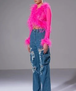 IVY DISTRESSED CARGO HIGH WAISTED JEANS -akira shop ivy distressed cargo high waisted jeans medium blue denim 4 4