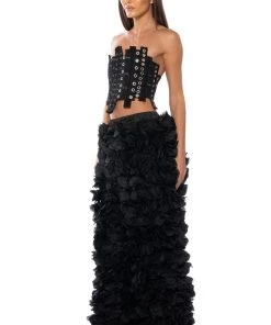 IVY PATCHWORK DENIM CORSET -akira shop ivy patchwork denim corset black denim 4 4