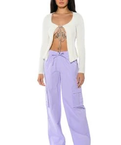 IVY WIDE LEG CARGO PANT -akira shop ivy wide leg cargo pant light purple 3 3
