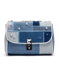 IZZY & ALY DENIM PATCH PURSE -akira shop izzy aly denim patch purse denim 3 3