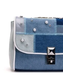 IZZY & ALY DENIM PATCH PURSE -akira shop izzy aly denim patch purse denim 5 5