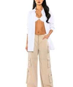 JOURNEE WIDE LEG CARGO PANT 14 JOURNEE WIDE LEG CARGO PANT -akira shop journee wide leg cargo pant beige 3 3
