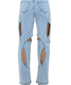 JUMP AROUND CUTOUT RELAXED FIT JEANS -akira shop jump around cutout relaxed fit jeans light blue 5 5