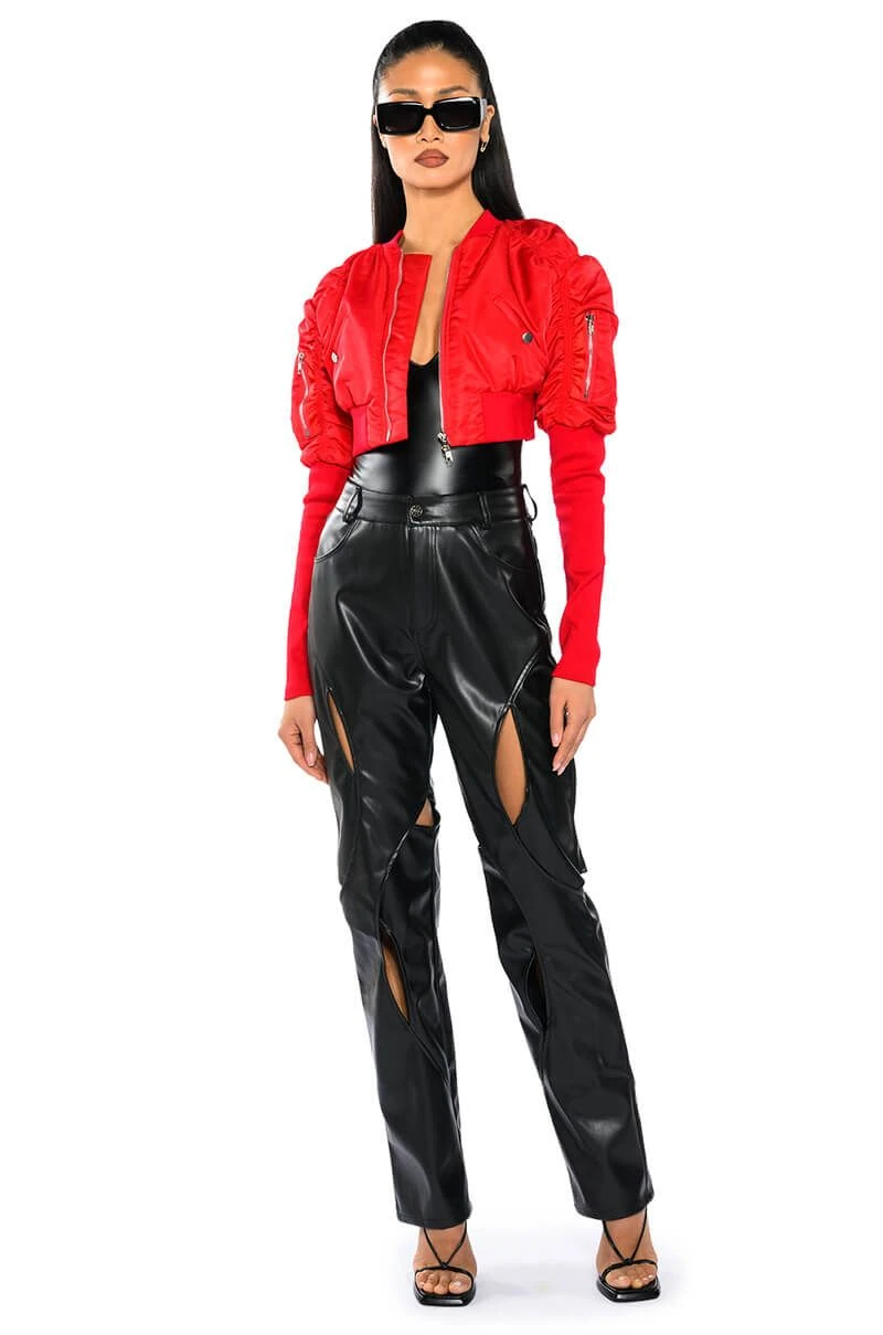JUMP AROUND RELAXED CUTOUT FAUX LEATHER PANT 4 JUMP AROUND RELAXED CUTOUT FAUX LEATHER PANT - Image 2