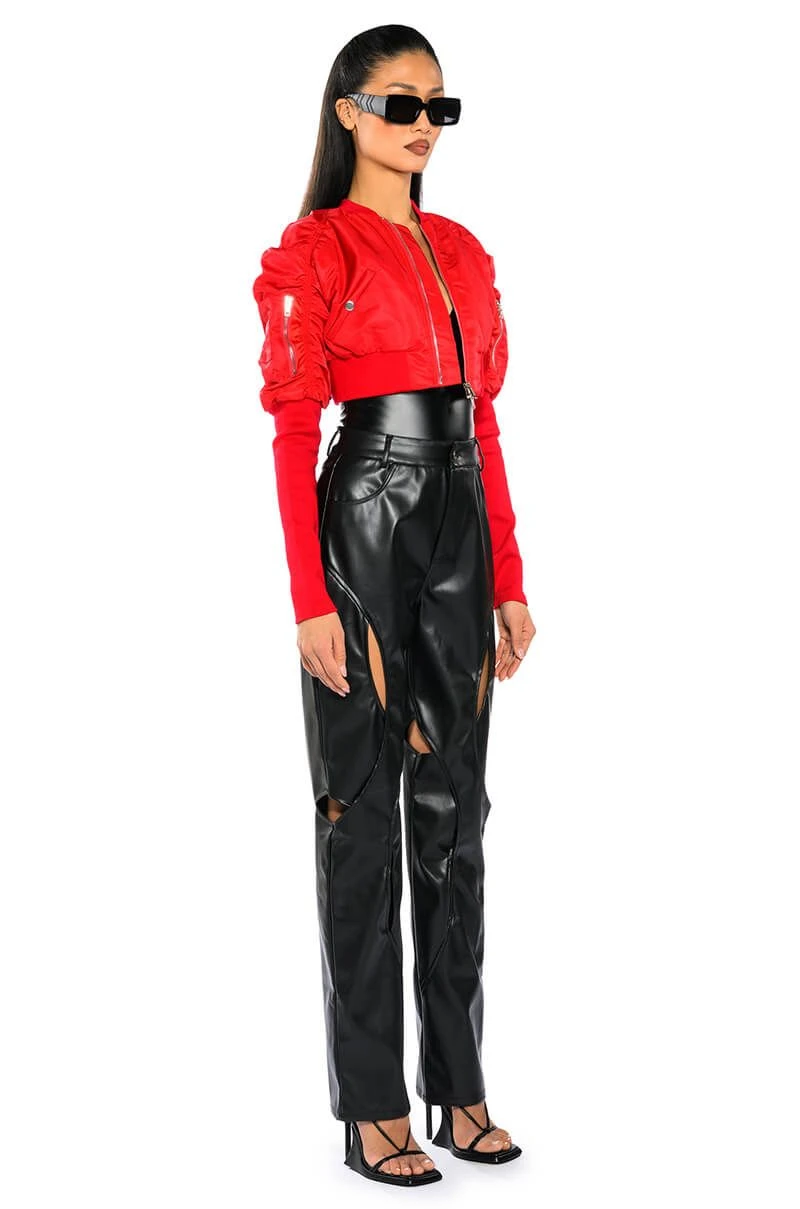JUMP AROUND RELAXED CUTOUT FAUX LEATHER PANT 5 JUMP AROUND RELAXED CUTOUT FAUX LEATHER PANT - Image 3