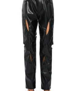 JUMP AROUND RELAXED CUTOUT FAUX LEATHER PANT 13 JUMP AROUND RELAXED CUTOUT FAUX LEATHER PANT -akira shop jump around relaxed cutout faux leather pant black 4 4