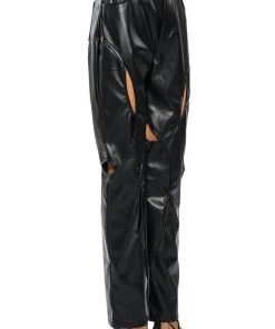 JUMP AROUND RELAXED CUTOUT FAUX LEATHER PANT 14 JUMP AROUND RELAXED CUTOUT FAUX LEATHER PANT -akira shop jump around relaxed cutout faux leather pant black 5 5