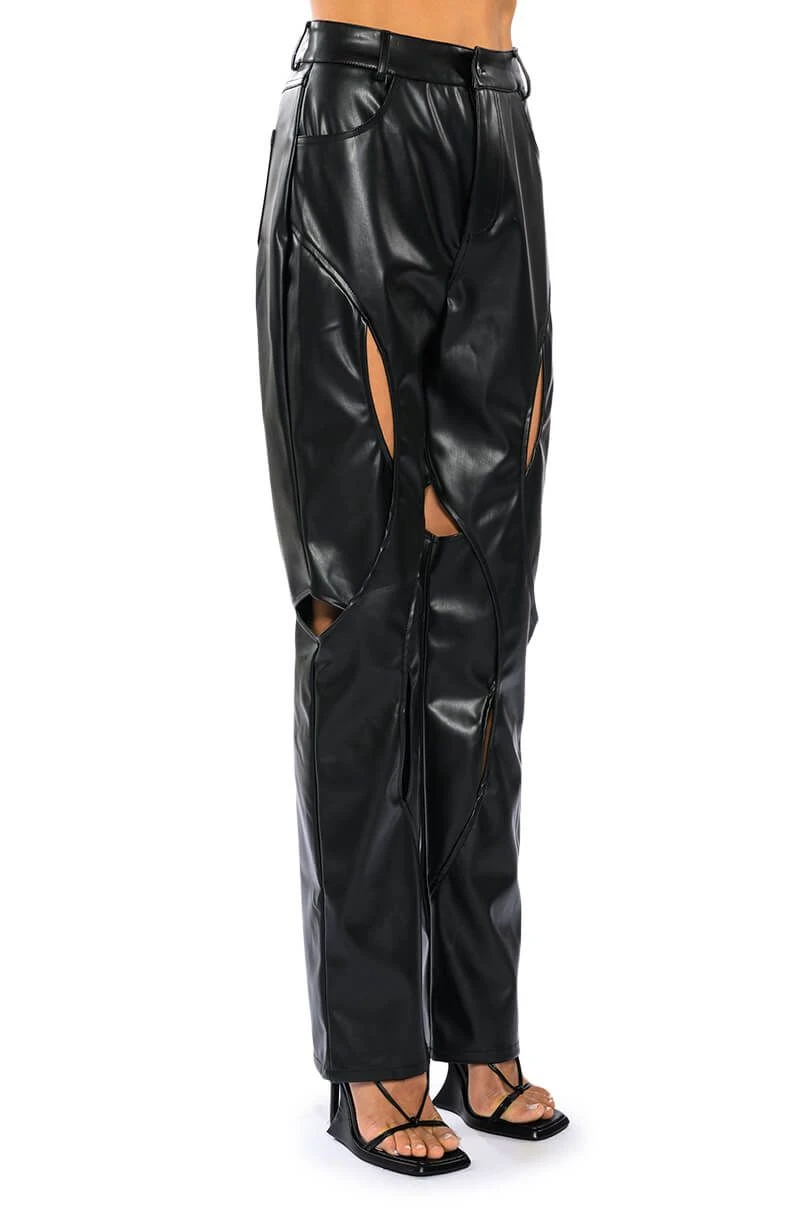 JUMP AROUND RELAXED CUTOUT FAUX LEATHER PANT 7 JUMP AROUND RELAXED CUTOUT FAUX LEATHER PANT - Image 5