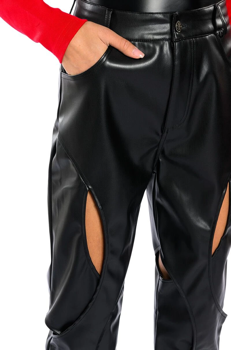 JUMP AROUND RELAXED CUTOUT FAUX LEATHER PANT 10 JUMP AROUND RELAXED CUTOUT FAUX LEATHER PANT - Image 8