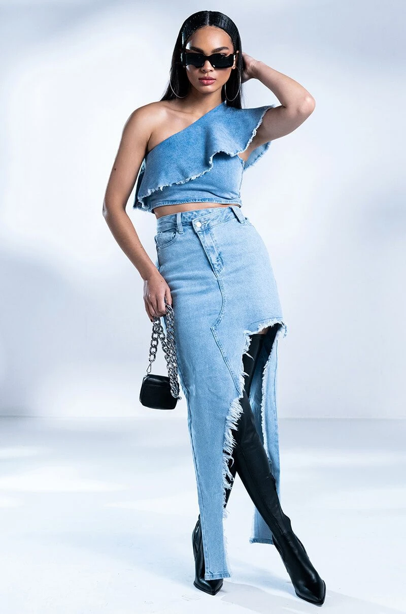 JUST WANNA DANCE HIGH LOW DENIM SKIRT 3 JUST WANNA DANCE HIGH LOW DENIM SKIRT