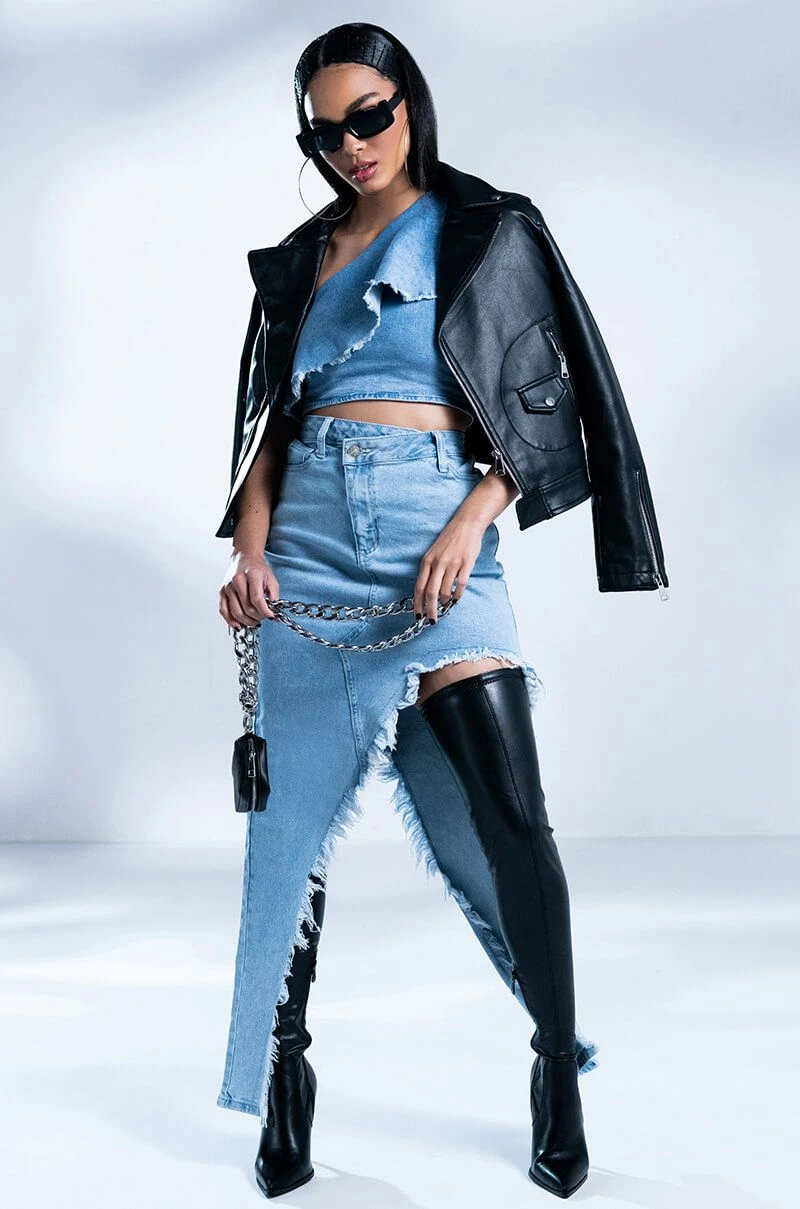 JUST WANNA DANCE HIGH LOW DENIM SKIRT 4 JUST WANNA DANCE HIGH LOW DENIM SKIRT - Image 2