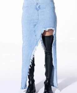 JUST WANNA DANCE HIGH LOW DENIM SKIRT 20 JUST WANNA DANCE HIGH LOW DENIM SKIRT -akira shop just wanna dance high low denim skirt light blue denim 8 8 c1 c1