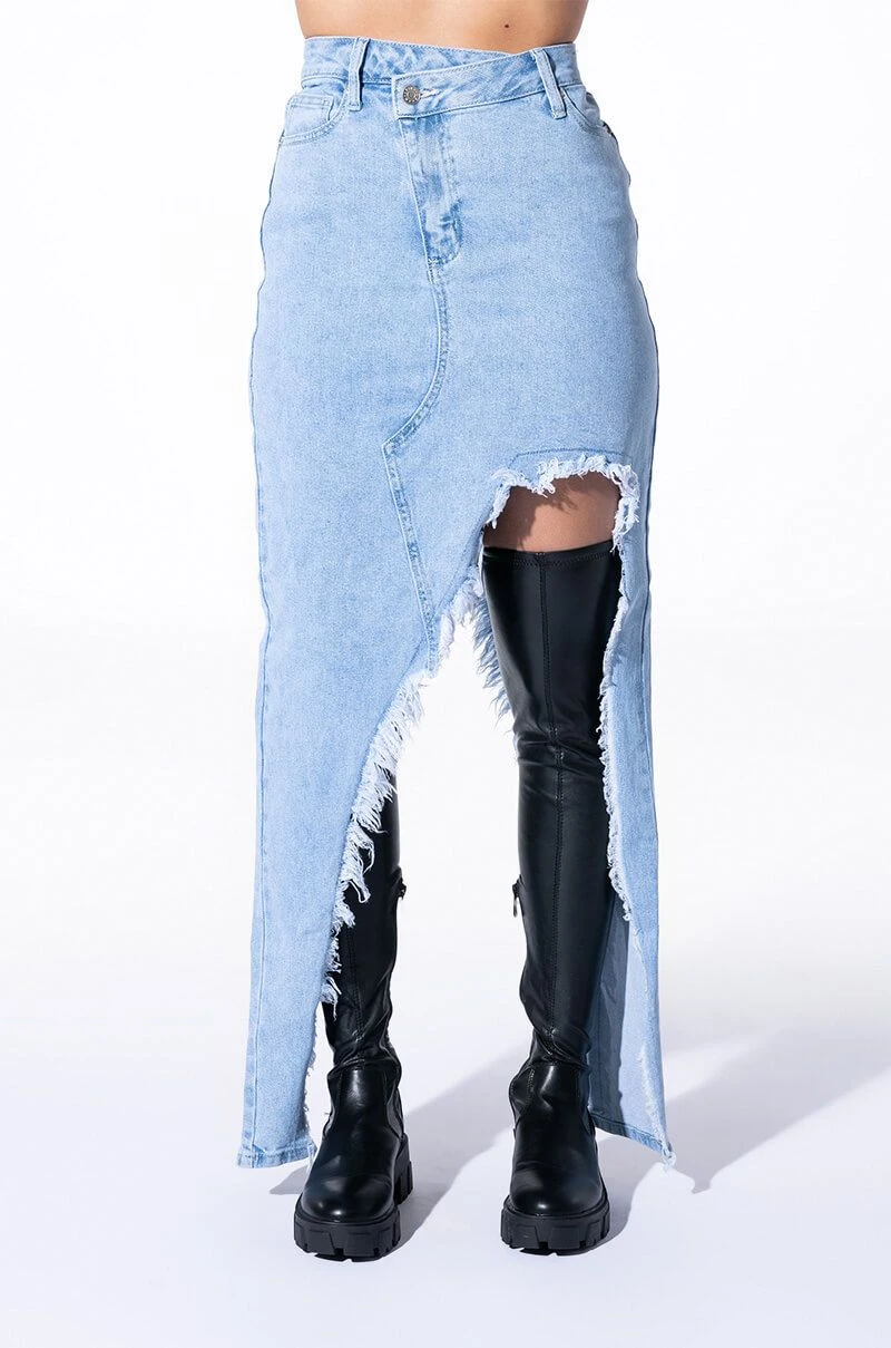 JUST WANNA DANCE HIGH LOW DENIM SKIRT 10 JUST WANNA DANCE HIGH LOW DENIM SKIRT - Image 8