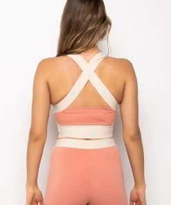 KAPPA CUT OUT PRINTED BAND SPORTS BRA 13 KAPPA CUT OUT PRINTED BAND SPORTS BRA -akira shop kappa cut out printed band sports bra pink multi 5 5