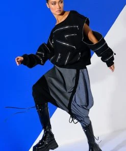 KENNEDY CINCHED ASYMMETRICAL DROP WAIST PANT -akira shop kennedy cinched asymmetrical midi skirt grey 3 3