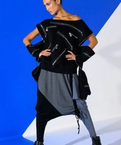 KENNEDY CINCHED ASYMMETRICAL DROP WAIST PANT -akira shop kennedy cinched asymmetrical midi skirt grey 5 5