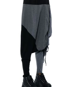 KENNEDY CINCHED ASYMMETRICAL DROP WAIST PANT -akira shop kennedy cinched asymmetrical midi skirt grey 7 7