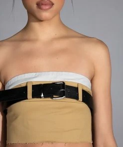 KISSES BELTED CROP TOP 13 KISSES BELTED CROP TOP -akira shop kisses belted crop top beige 6 6