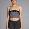 KISSES BELTED CROP TOP -akira shop kisses belted crop top charcoal grey 2 2