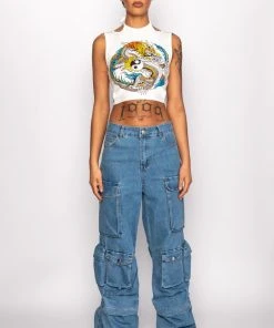 LA ISLA CARGO JEANS -akira shop la isla cargo jeans medium blue denim 7 7