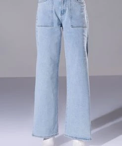 LASTING LOVER HIGH RISE SIDE SLIT JEANS -akira shop lasting lover high rise side slit jeans light blue 5 5