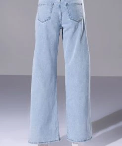 LASTING LOVER HIGH RISE SIDE SLIT JEANS -akira shop lasting lover high rise side slit jeans light blue 7 7