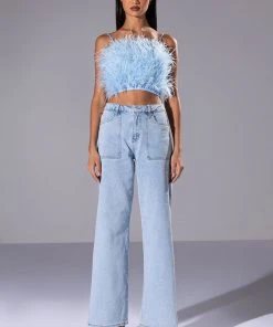 LASTING LOVER HIGH RISE SIDE SLIT JEANS -akira shop lasting lover high rise side slit jeans light blue 9 9