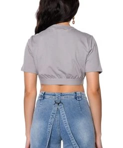 LE BAYBAY PATCH CROPPED T SHIRT -akira shop le baybay patch cropped t shirt grey multi 6 6