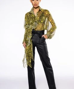 LE CHIC COATED PAPERBAG WAIST STRAIGHT LEG PANT -akira shop le chic coated paperbag waist straight leg pant black 3 3