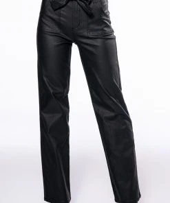 LE CHIC COATED PAPERBAG WAIST STRAIGHT LEG PANT -akira shop le chic coated paperbag waist straight leg pant black 5 5