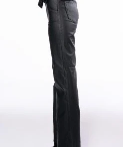 LE CHIC COATED PAPERBAG WAIST STRAIGHT LEG PANT -akira shop le chic coated paperbag waist straight leg pant black 6 6