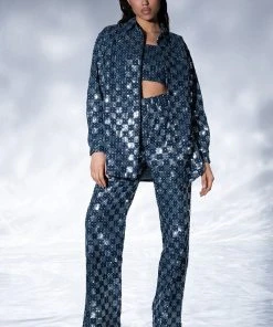 LEAH WIDE LEG TROUSER -akira shop leah wide leg trouser blue multi 2 2 c1