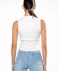 LEAVIN ON A JET PLANE SLEEVELESS RHINESTONE TANK -akira shop leavin on a jet plane sleeveless rhinestone tank white 5 5