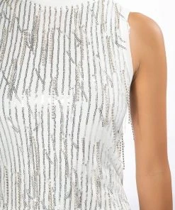 LEAVIN ON A JET PLANE SLEEVELESS RHINESTONE TANK -akira shop leavin on a jet plane sleeveless rhinestone tank white 6 6