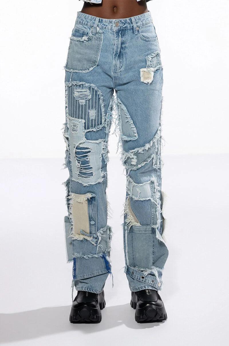 LEON PATCHWORK HIGH RISE STRAIGHT LEG JEANS 5 LEON PATCHWORK HIGH RISE STRAIGHT LEG JEANS - Image 3