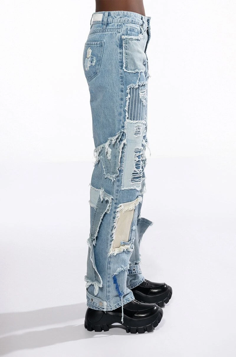 LEON PATCHWORK HIGH RISE STRAIGHT LEG JEANS 6 LEON PATCHWORK HIGH RISE STRAIGHT LEG JEANS - Image 4