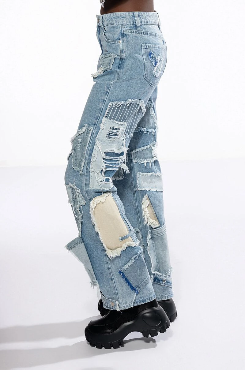 LEON PATCHWORK HIGH RISE STRAIGHT LEG JEANS 7 LEON PATCHWORK HIGH RISE STRAIGHT LEG JEANS - Image 5