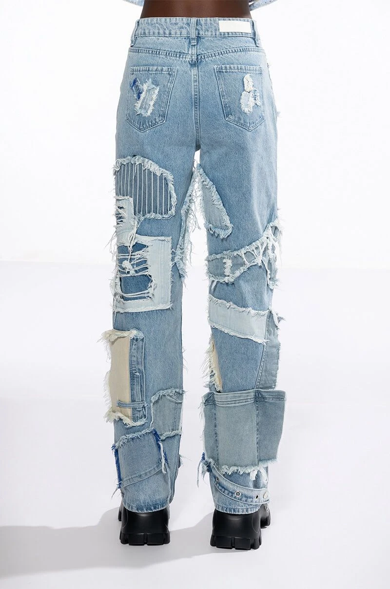 LEON PATCHWORK HIGH RISE STRAIGHT LEG JEANS 8 LEON PATCHWORK HIGH RISE STRAIGHT LEG JEANS - Image 6