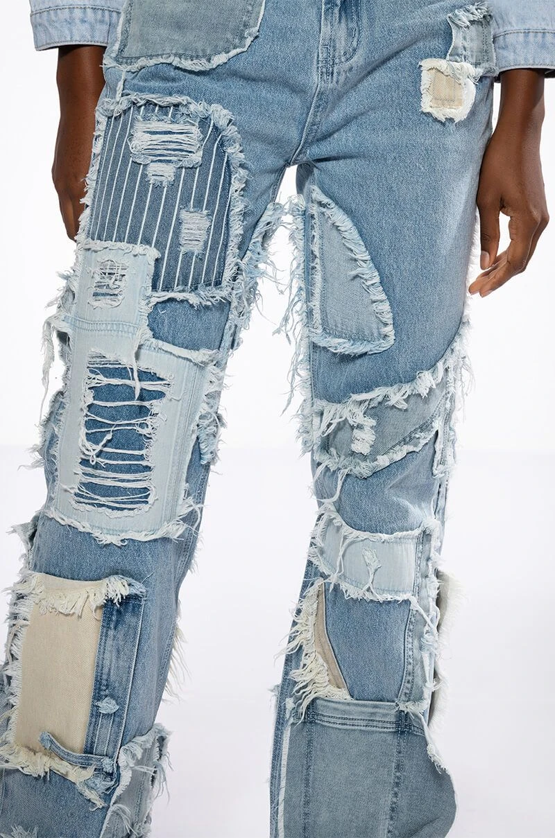 LEON PATCHWORK HIGH RISE STRAIGHT LEG JEANS 9 LEON PATCHWORK HIGH RISE STRAIGHT LEG JEANS - Image 7
