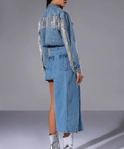 LEVEL UP MAXI MINI DENIM SKIRT 19 LEVEL UP MAXI MINI DENIM SKIRT -akira shop level up maxi mini denim skirt medium blue denim 4 4 c1