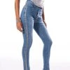 LIFE LIKE THIS RHINESTONE STRIPE SKINNY JEANS -akira shop life like this rhinestone stripe skinny jeans light denim 1 1 c1