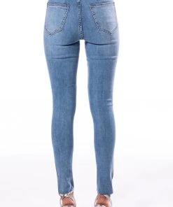 LIFE LIKE THIS RHINESTONE STRIPE SKINNY JEANS -akira shop life like this rhinestone stripe skinny jeans light denim 5 5 c1