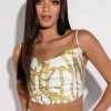 LINK UP SLEEVELESS CROPPED SATIN COWL NECK TANK -akira shop link up sleeveless cropped satin cowl neck tank white multi 1 1