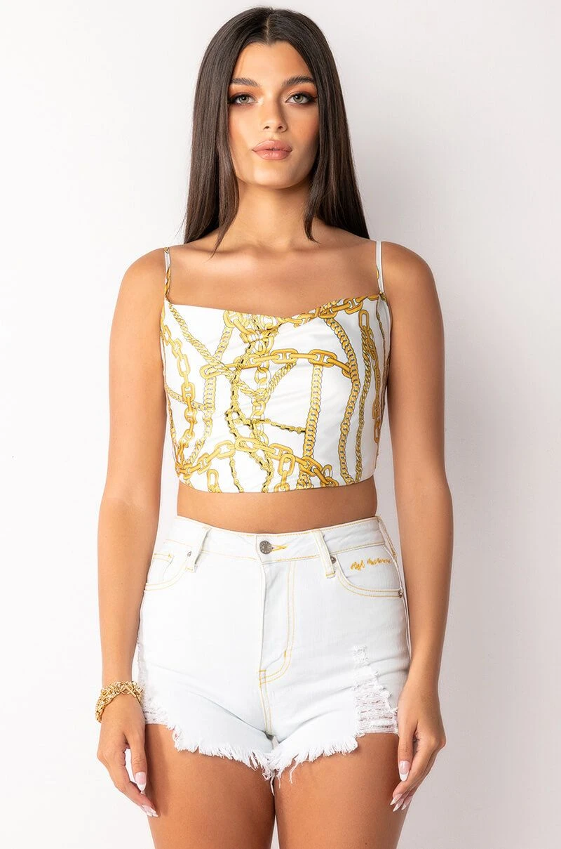LINK UP SLEEVELESS CROPPED SATIN COWL NECK TANK 7 LINK UP SLEEVELESS CROPPED SATIN COWL NECK TANK - Image 5