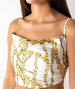 LINK UP SLEEVELESS CROPPED SATIN COWL NECK TANK 19 LINK UP SLEEVELESS CROPPED SATIN COWL NECK TANK -akira shop link up sleeveless cropped satin cowl neck tank white multi 8 8