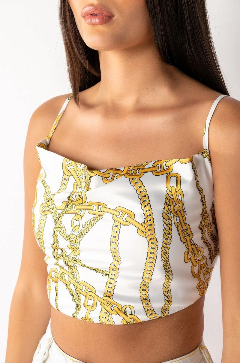 LINK UP SLEEVELESS CROPPED SATIN COWL NECK TANK 10 LINK UP SLEEVELESS CROPPED SATIN COWL NECK TANK - Image 8