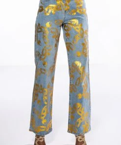 LOCK MY LOVE FOIL DETAILED JEANS -akira shop lock my love foil detailed jeans light blue denim 3 3 c1 c1 c1 c1