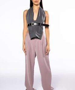 LOGAN WIDE LEG TROUSER IN TAUPE -akira shop logan wide leg trouser in taupe taupe 7 7