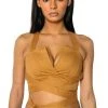 LONDYN CROSS BACK WRAP TANK TOP -akira shop londyn cross back wrap tank top camel 1 1